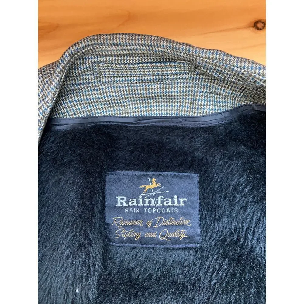 Rain Coat Trench Green Plaid Vintage